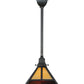 Meyda Lighting "T" Mission 13" Craftsman Brown Pendant Light With Beige and Red Shade Glass