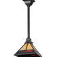 Meyda Lighting "T" Mission 13" Craftsman Brown Pendant Light With Beige and Red Shade Glass