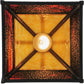Meyda Lighting "T" Mission 13" Craftsman Brown Pendant Light With Beige and Red Shade Glass
