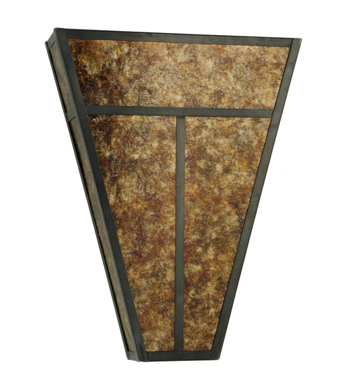 Meyda Lighting T Mission 14" 2-Light Craftsman Brown Wall Sconce Amber Mica Shade Glass