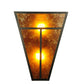 Meyda Lighting T Mission 14" 2-Light Craftsman Brown Wall Sconce Amber Mica Shade Glass