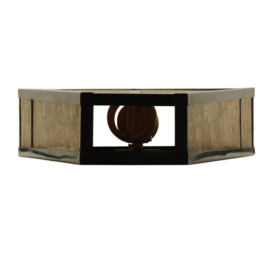 Meyda Lighting T Mission 14" 2-Light Craftsman Brown Wall Sconce Amber Mica Shade Glass