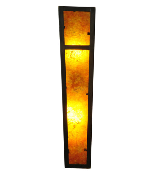 Meyda Lighting T Mission 14" 2-Light Craftsman Brown Wall Sconce Amber Mica Shade Glass