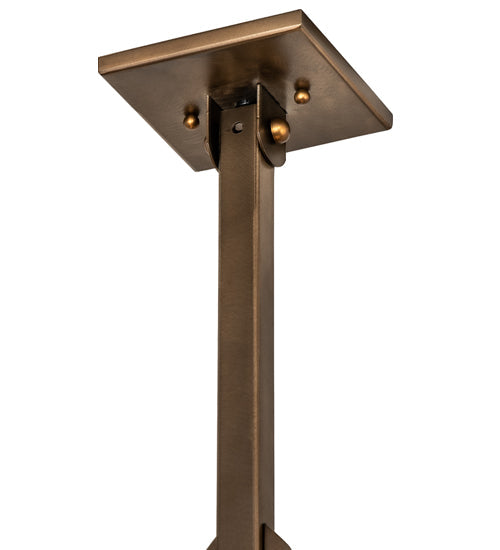 Meyda Lighting "T" Mission 14" Antique Copper Pendant Light With Beige Ripple & Amber Mica Shade Glass