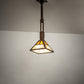 Meyda Lighting "T" Mission 14" Antique Copper Pendant Light With Beige Ripple & Amber Mica Shade Glass