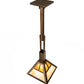 Meyda Lighting "T" Mission 14" Antique Copper Pendant Light With Beige Ripple & Amber Mica Shade Glass