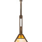 Meyda Lighting "T" Mission 14" Antique Copper Pendant Light With Beige Ripple & Amber Mica Shade Glass