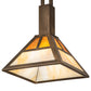 Meyda Lighting "T" Mission 14" Antique Copper Pendant Light With Beige Ripple & Amber Mica Shade Glass