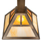 Meyda Lighting "T" Mission 14" Antique Copper Pendant Light With Beige Ripple & Amber Mica Shade Glass