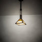 Meyda Lighting "T" Mission 14" Oil Rubbed Bronze Pendant Light With Beige & Amber Mica Shade Glass