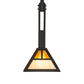 Meyda Lighting "T" Mission 14" Oil Rubbed Bronze Pendant Light With Beige & Amber Mica Shade Glass