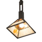 Meyda Lighting "T" Mission 14" Oil Rubbed Bronze Pendant Light With Beige & Amber Mica Shade Glass