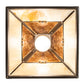 Meyda Lighting "T" Mission 14" Oil Rubbed Bronze Pendant Light With Beige & Amber Mica Shade Glass