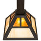 Meyda Lighting "T" Mission 14" Oil Rubbed Bronze Pendant Light With Beige & Amber Mica Shade Glass
