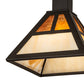 Meyda Lighting "T" Mission 14" Oil Rubbed Bronze Pendant Light With Beige & Amber Mica Shade Glass