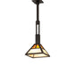Meyda Lighting "T" Mission 14" Oil Rubbed Bronze Pendant Light With Beige & Amber Mica Shade Glass
