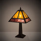 Meyda Lighting "T" Mission 16" Craftsman Brown Accent Table Lamp With Red & Amber Shade Glass