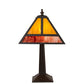 Meyda Lighting "T" Mission 16" Craftsman Brown Accent Table Lamp With Red & Amber Shade Glass