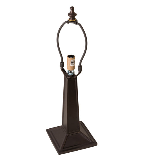 Meyda Lighting "T" Mission 16" Craftsman Brown Accent Table Lamp With Red & Amber Shade Glass