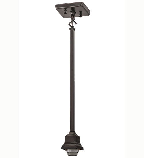 Meyda Lighting T Mission 165699 9" Craftsman Brown Mini Pendant Light With Beige Iridescent Shade Glass