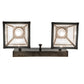 Meyda Lighting "T Mission" 17" 2-Light Antique Brass Vanity Light With White Baroque Swirl Shade Glass