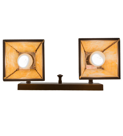 Meyda Lighting "T" Mission 17" 2-Light Cafe Noir Vanity Light With Beige Art Shade Glass