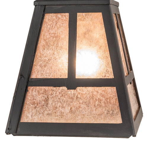 Meyda Lighting "T" Mission 17" 2-Light Costello Black Hand Rubbed Iron Vanity Light With Silver Mica Shade Glass
