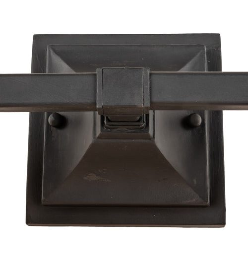 Meyda Lighting "T" Mission 17" 2-Light Costello Black Hand Rubbed Iron Vanity Light With Silver Mica Shade Glass