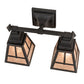Meyda Lighting "T" Mission 17" 2-Light Costello Black Hand Rubbed Iron Vanity Light With Silver Mica Shade Glass