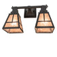 Meyda Lighting "T" Mission 17" 2-Light Costello Black Hand Rubbed Iron Vanity Light With Silver Mica Shade Glass