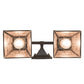 Meyda Lighting "T" Mission 17" 2-Light Costello Black Hand Rubbed Iron Vanity Light With Silver Mica Shade Glass