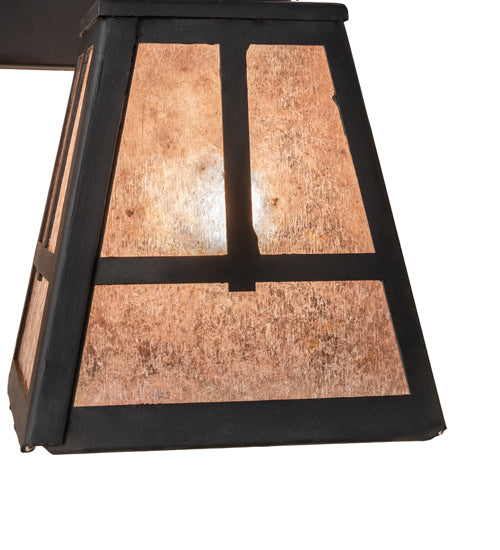 Meyda Lighting "T" Mission 17" 2-Light Costello Black Vanity Light With Silver Mica Shade Glass