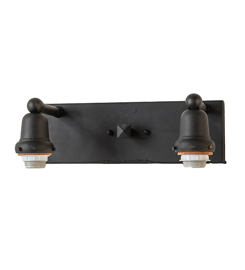 Meyda Lighting "T" Mission 17" 2-Light Costello Black Vanity Light With Silver Mica Shade Glass