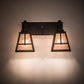 Meyda Lighting "T" Mission 17" 2-Light Costello Black Vanity Light With Silver Mica Shade Glass