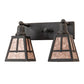 Meyda Lighting "T" Mission 17" 2-Light Costello Black Vanity Light With Silver Mica Shade Glass