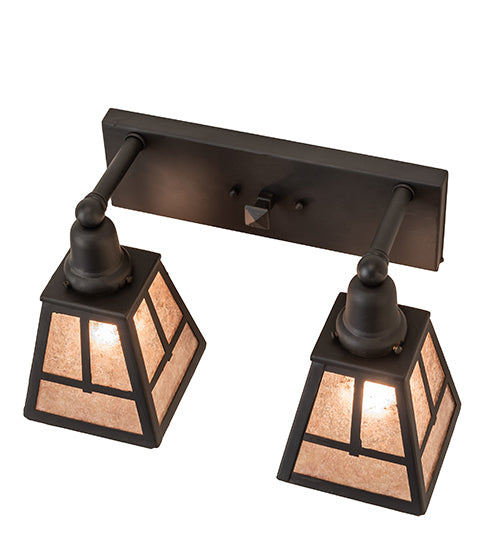 Meyda Lighting "T" Mission 17" 2-Light Costello Black Vanity Light With Silver Mica Shade Glass
