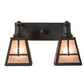 Meyda Lighting "T" Mission 17" 2-Light Costello Black Vanity Light With Silver Mica Shade Glass
