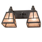 Meyda Lighting "T" Mission 17" 2-Light Costello Black Vanity Light With Silver Mica Shade Glass