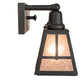 Meyda Lighting "T" Mission 17" 2-Light Costello Black Vanity Light With Silver Mica Shade Glass