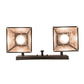 Meyda Lighting "T" Mission 17" 2-Light Costello Black Vanity Light With Silver Mica Shade Glass