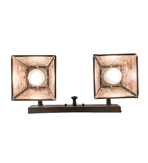 Meyda Lighting "T" Mission 17" 2-Light Costello Black Vanity Light With Silver Mica Shade Glass