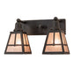 Meyda Lighting "T" Mission 17" 2-Light Costello Black Vanity Light With Silver Mica Shade Glass