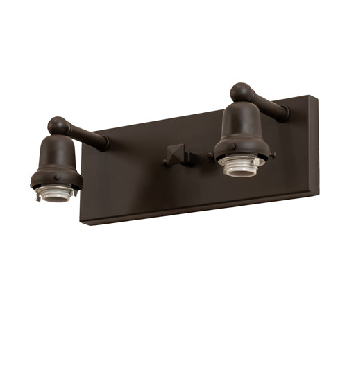 Meyda Lighting "T" Mission 17" 2-Light Oil Rubbed Bronze Vanity Light With Beige & Amber Mica Shade Glass