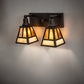 Meyda Lighting "T" Mission 17" 2-Light Oil Rubbed Bronze Vanity Light With Beige & Amber Mica Shade Glass