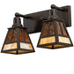 Meyda Lighting "T" Mission 17" 2-Light Oil Rubbed Bronze Vanity Light With Beige & Amber Mica Shade Glass