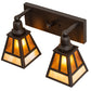 Meyda Lighting "T" Mission 17" 2-Light Oil Rubbed Bronze Vanity Light With Beige & Amber Mica Shade Glass
