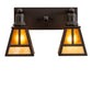 Meyda Lighting "T" Mission 17" 2-Light Oil Rubbed Bronze Vanity Light With Beige & Amber Mica Shade Glass