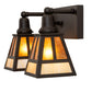 Meyda Lighting "T" Mission 17" 2-Light Oil Rubbed Bronze Vanity Light With Beige & Amber Mica Shade Glass