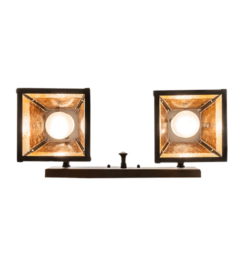 Meyda Lighting "T" Mission 17" 2-Light Oil Rubbed Bronze Vanity Light With Beige & Amber Mica Shade Glass