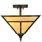 Meyda Lighting T Mission 19" 2-Light Antique Black Flush Mount Light With Beige Iridescent Shade Glass
